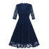 Women's 3/4 Sleeve Lace-stitching Evening Dress #Blue #Swing Dress